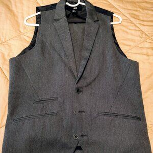 H&M 2 piece suit vest set charcoal EU thick tweed like blend men's size 42r
